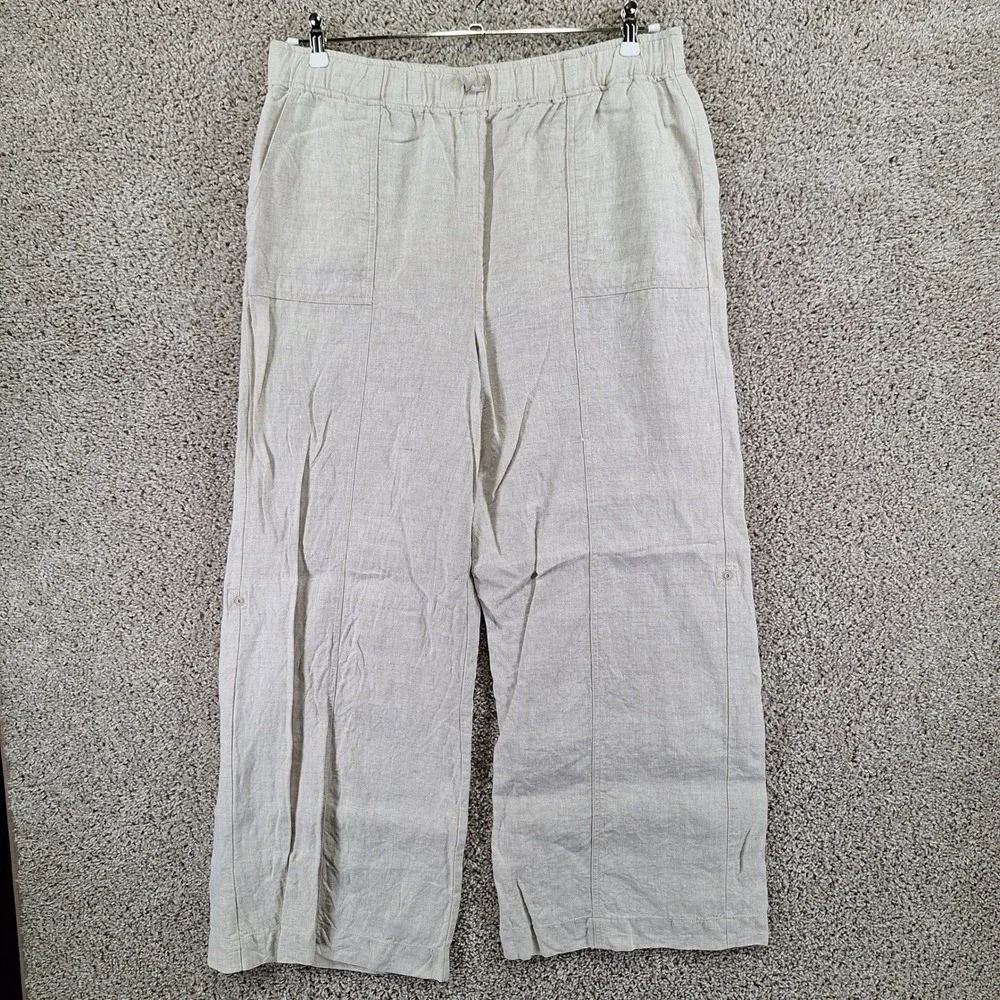 Reformation Pants Women Size XL Beige Linen Drawstring Wide Leg Coastal Boho